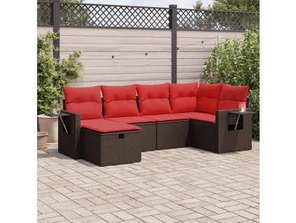 6dílná zahradní sedací souprava s poduškami hnědá polyratan 3325490