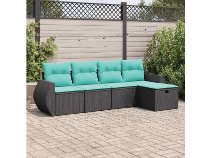 5dílná zahradní sedací souprava s poduškami černá polyratan 3325563