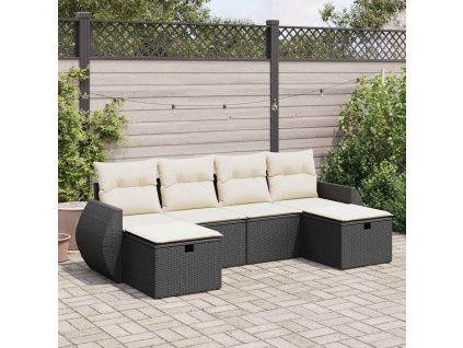 6dílná zahradní sedací souprava s poduškami černá polyratan 3325622