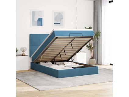 Osmanský rám postele s matracemi tmavě modrá 140x190cm samet 3313401