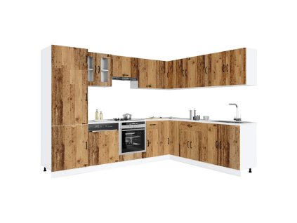 14dílná sada kuchyňských skříněk "Kalmar" staré dřeva kompozit 3314979