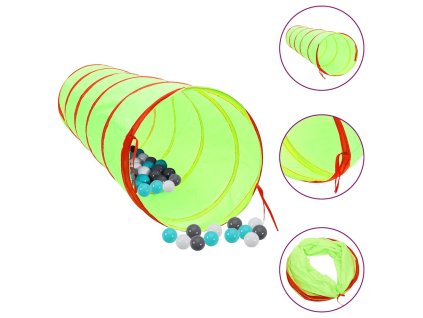 Dětský tunel na hraní s 250 míčky zelený 175 cm polyester 3107758