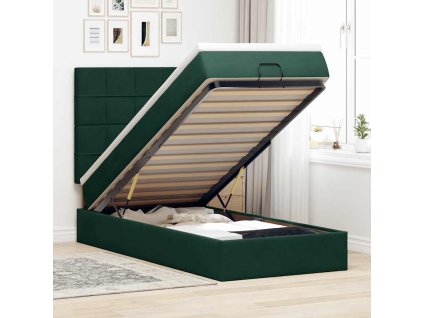Osmanský rám postele s matracemi tmavě zelené 100x200cm samet 3313454