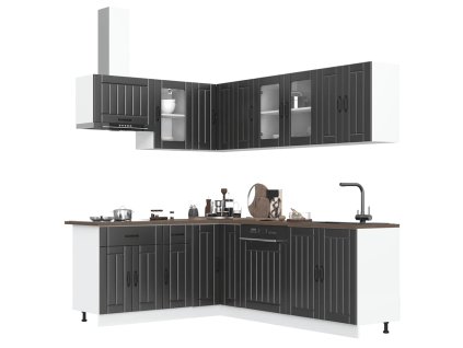 11dílná sada kuchyňských skříněk "Lucca" černý kompozit 3314892