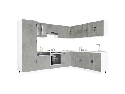 14dílná sada kuchyňských skříněk "Lucca" betonově šedá kompozit 3314985