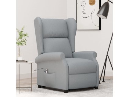 Zvedací křeslo světle šedé textil 289730