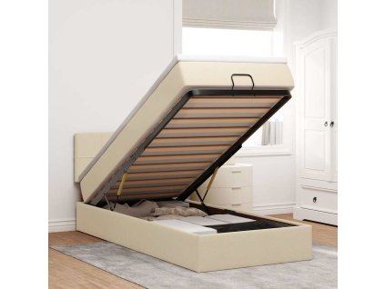 Osmanský postel s matrací krémově 100x200 cm textil 3312289