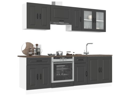 8dílná sada kuchyňských skříněk "Kalmar" černý kompozit 3314822