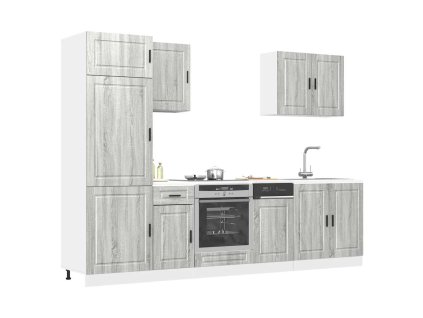 7dílná sada kuchyňských skříněk "Porto" šedá, dřevo sonoma 3314787