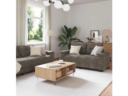 Pohovka 3 pcs Tmavě šedá 221 x 80 x 80 cm Lněná směs 3324638
