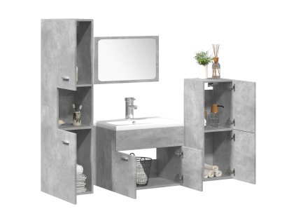 5dílná koupelnová sestava betonově šedá kompozitní dřevo 3324877
