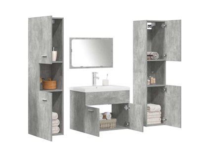 5dílná koupelnová sestava betonově šedá kompozitní dřevo 3324905