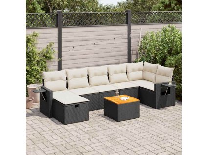 8dílná zahradní sedací souprava s poduškami černá polyratan 3325822