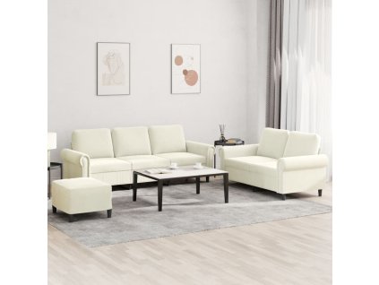 3dílná sedací souprava s poduškami krémová samet 3202268