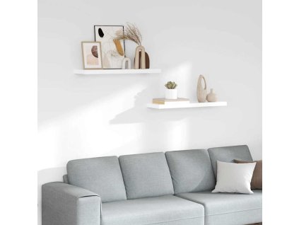 Plovoucí nástěnné police 2 ks lesklé bílé 80x23,5x3,8 cm MDF 323752