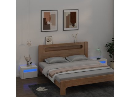 Noční stolky 2 ks s LED osvětlením bílé 60 x 35 x 40 cm 3080734