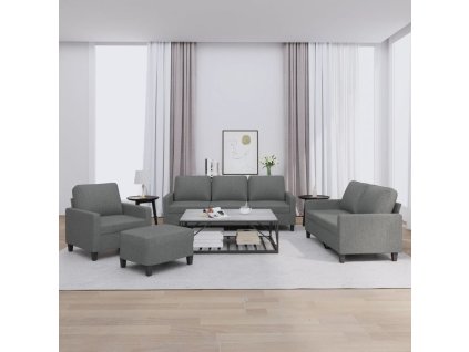 4dílná sedací souprava s poduškami tmavě šedá textil 3201437