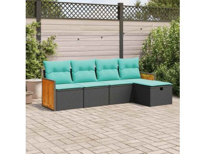 5dílná zahradní sedací souprava s poduškami černá polyratan 3326012