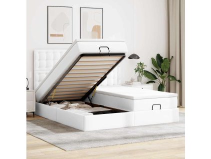 Osmanský rám postele s matracemi čistě bílý 160x200cm 3313650