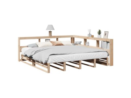 Postel s knihovnou bez matrace 180 x 200 cm masivní borovice 3324490