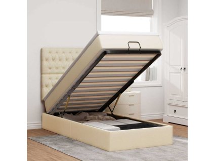 Osmanský rám postele s matrací krémově 90x190cm textil 3314056