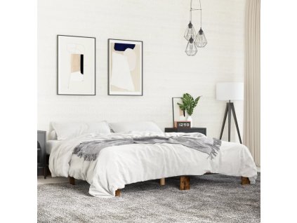 Rám postele kouřový dub 200 x 200 cm kompozitní dřevo a kov 3280219