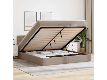 Osmanský postel s matracemi&LED cappuccino 160x200cm umělá kůže 3312166