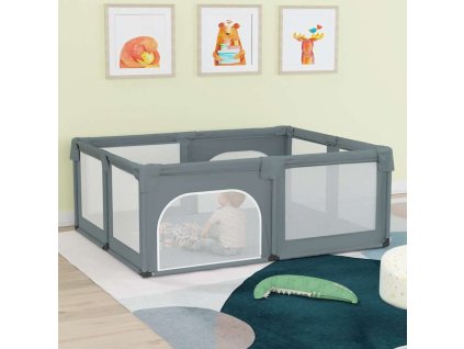 Dětská ohrádka se 2 dvířky světle šedá oxfordská tkanina 10307