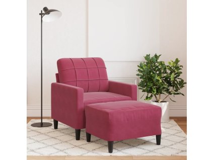 Křeslo s podnožkou vínové 60 cm samet 3278261