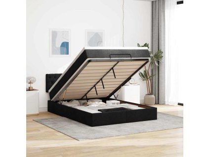 Osmanský postel s matrací černá 140x200 cm textil 3311548