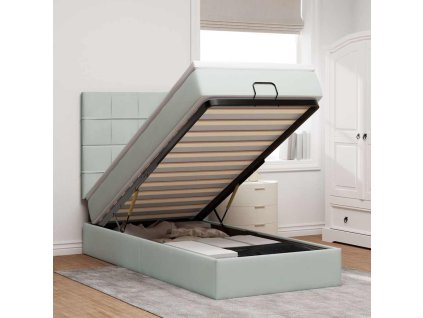 Osmanský rám postele s matracemi světle šedá 100x200cm samet 3314300