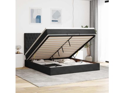 Osmanský rám postele s matracíes černá 180x200cm samet 3314410