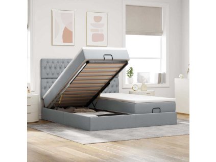 Osmanský rám postele s matrací světle šedá 160x200cm textil 3314555