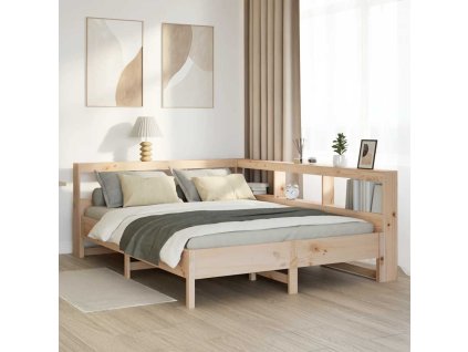 Postel s knihovnou bez matrace 150 x 200 cm masivní borovice 3324418