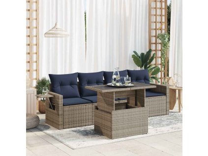 5dílná zahradní sedací souprava s poduškami polyratan 3326402