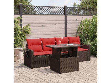 5dílná zahradní sedací souprava s poduškami polyratan akácie 3326405