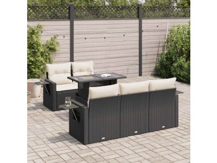 6dílná zahradní sedací souprava s poduškami černá polyratan 3326407