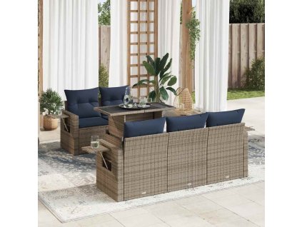 6dílná zahradní sestava s poduškami šedá polyratan 3326412