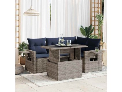 5dílná zahradní sedací souprava s poduškami polyratan akácie 3326472