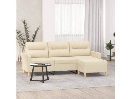 3místná pohovka s podnožkou krémová 180 cm textil 3201075