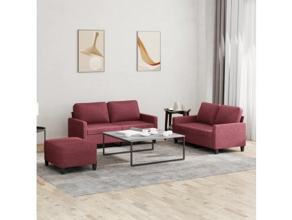 3dílná sedací souprava s poduškami vínová textil 3201458
