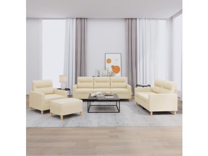 4dílná sedací souprava s poduškami krémová textil 3201546