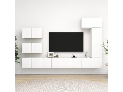 8dílný set TV skříněk bílý kompozitní dřevo 3078716