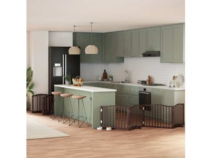 Zábrana pro psy s dvířky skládací 10 panelů hnědá 800 cm topol 3155635