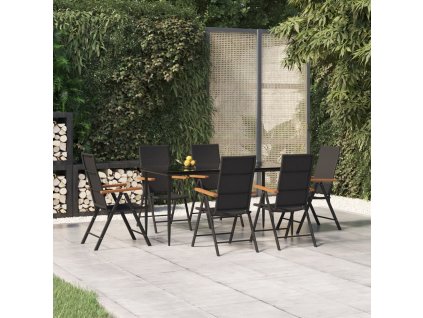7dílný zahradní jídelní set černý a hnědý polyratan 3156525