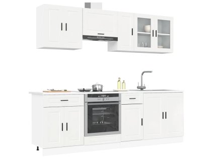 8dílná sada kuchyňských skříněk "Kalmar" bílý lesk kompozit 3314843
