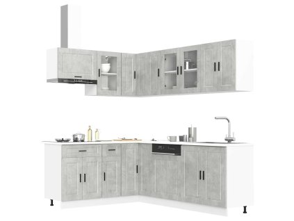 11dílná sada kuchyňských skříněk Porto betonově šedá kompozit 3314905