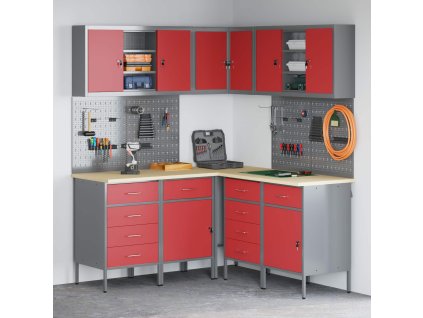 Sada pracovních skříní 6 pcs Červená Práškově lakovaná ocel 3321409