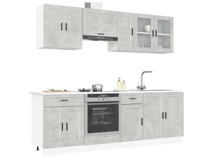 8dílná sada kuchyňských skříněk "Porto" betonově šedá, dřevěné 3314845