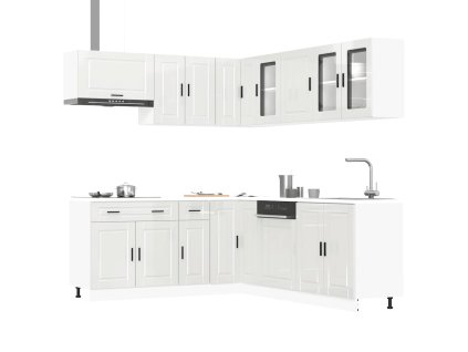 11dílná sada kuchyňských skříněk "Porto" bílé lesk kompozit 3314933